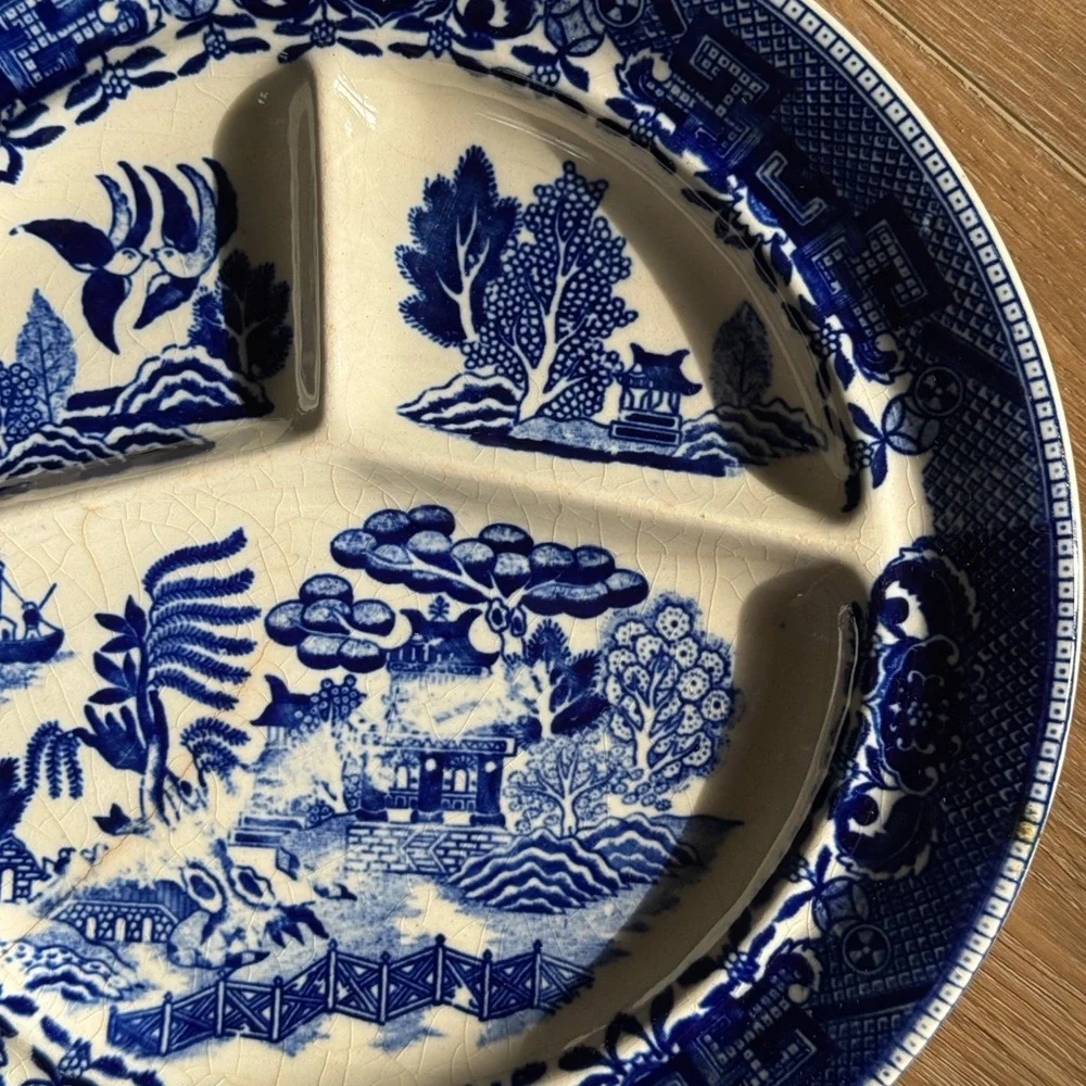 ❤️ Vintage Blue White Floral Plates Pair Chinoiserie Grandmillennial Wall Decor - Picture 9 of 12